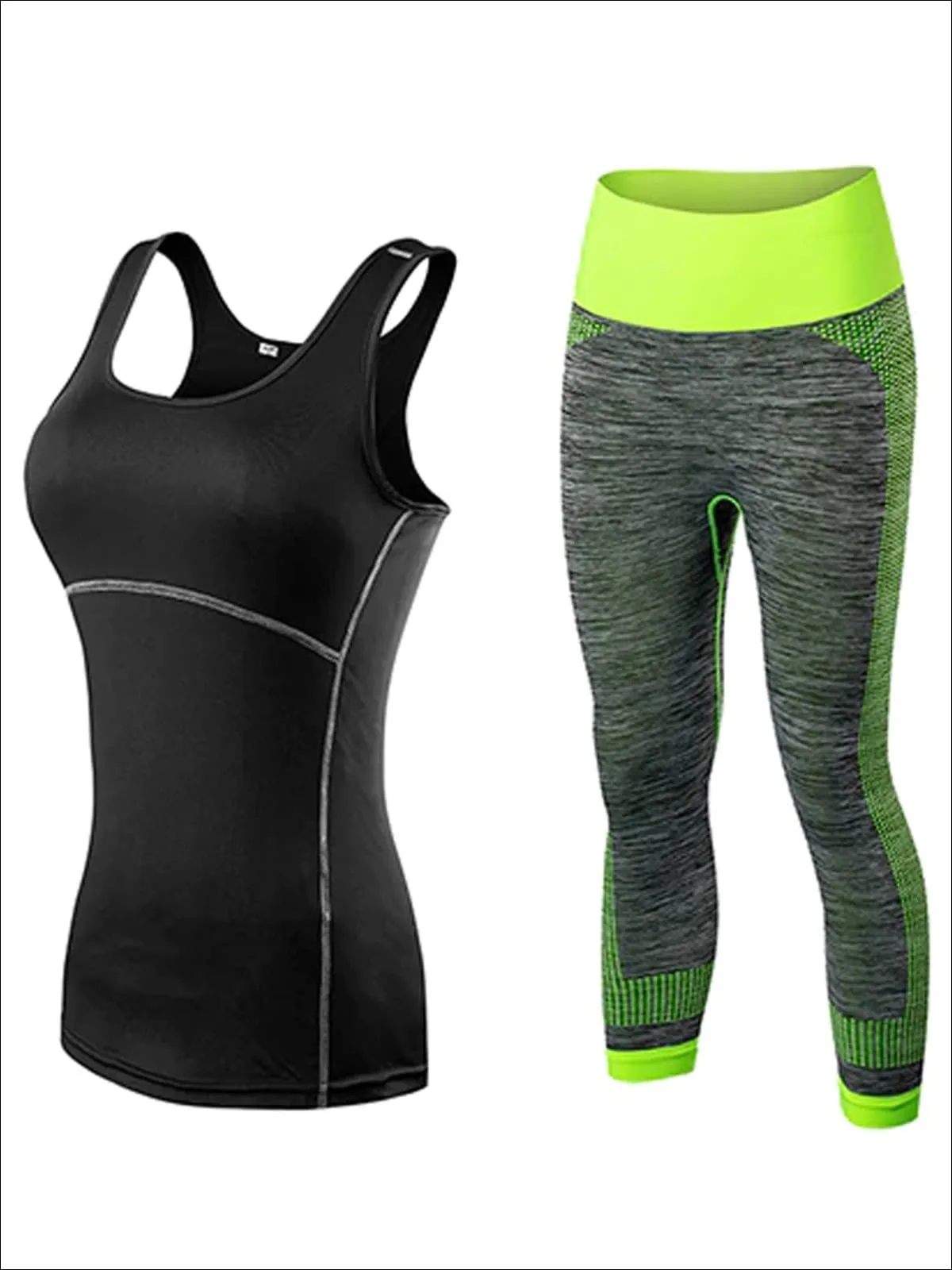 Contrast Stitch Racerback Capri Legging Set for Women