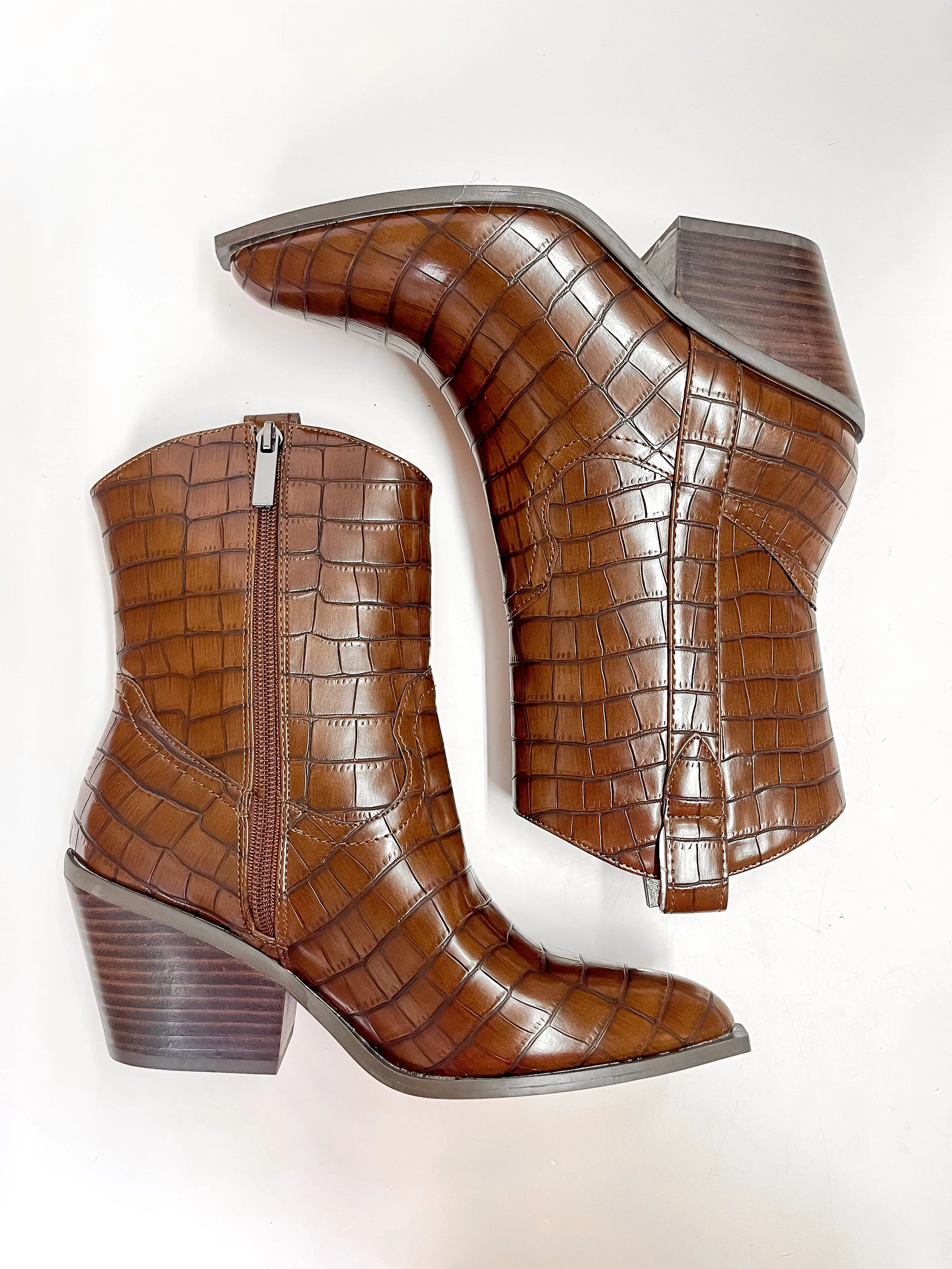 Corky's Rowdy Western Stitch Boots Brown Croc