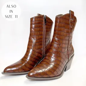 Corky's Rowdy Western Stitch Boots Brown Croc