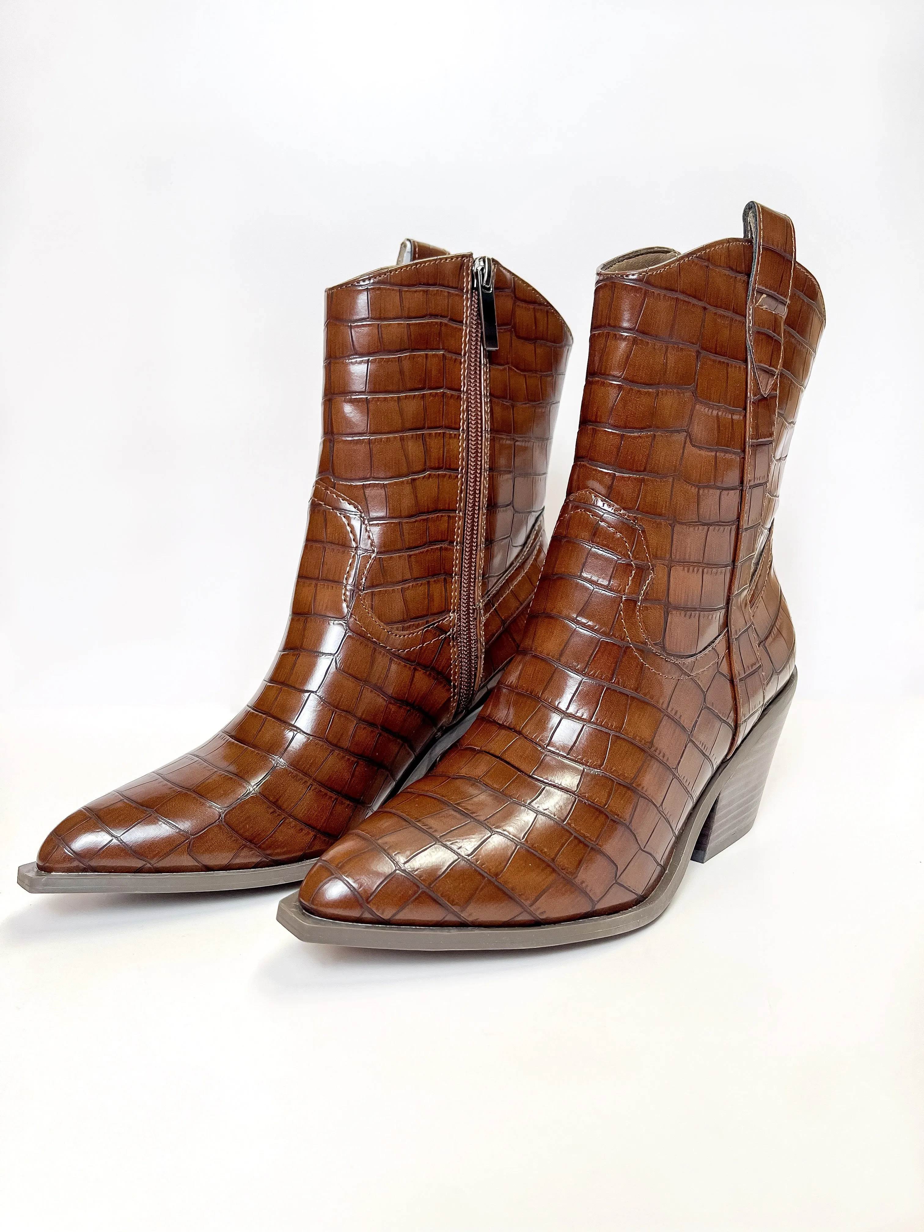 Corky's Rowdy Western Stitch Boots Brown Croc