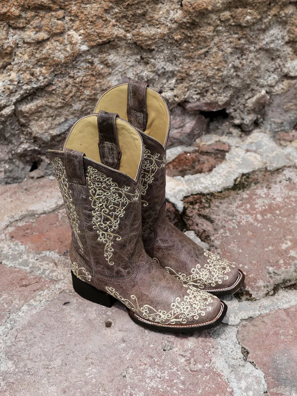 Corral Crater Embroidered Western Boot - Women's Brown Square Toe Boot