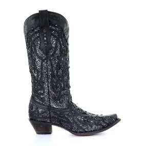 Corral Women's Glitter Cowboy Boots Leather Black/Grey