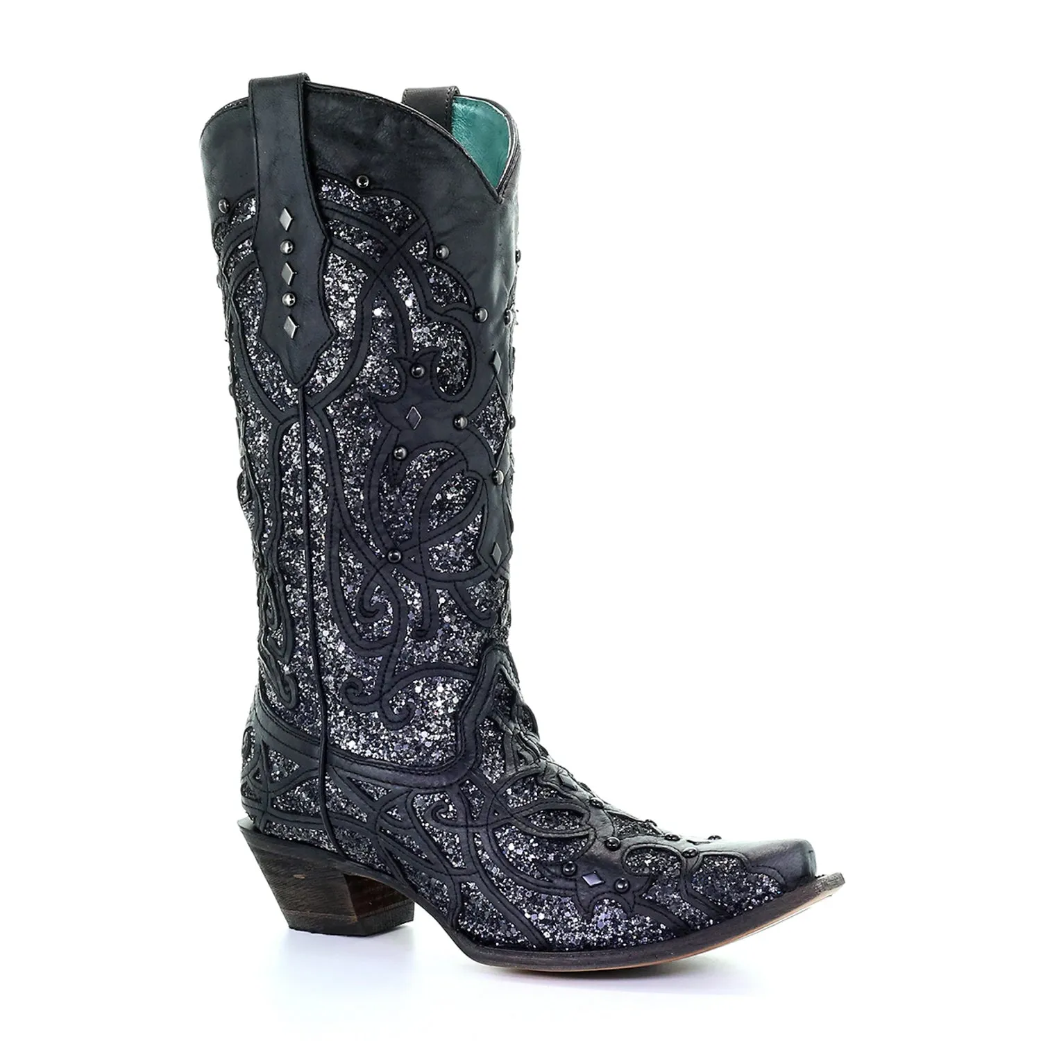 Corral Women's Glitter Cowboy Boots Leather Black/Grey