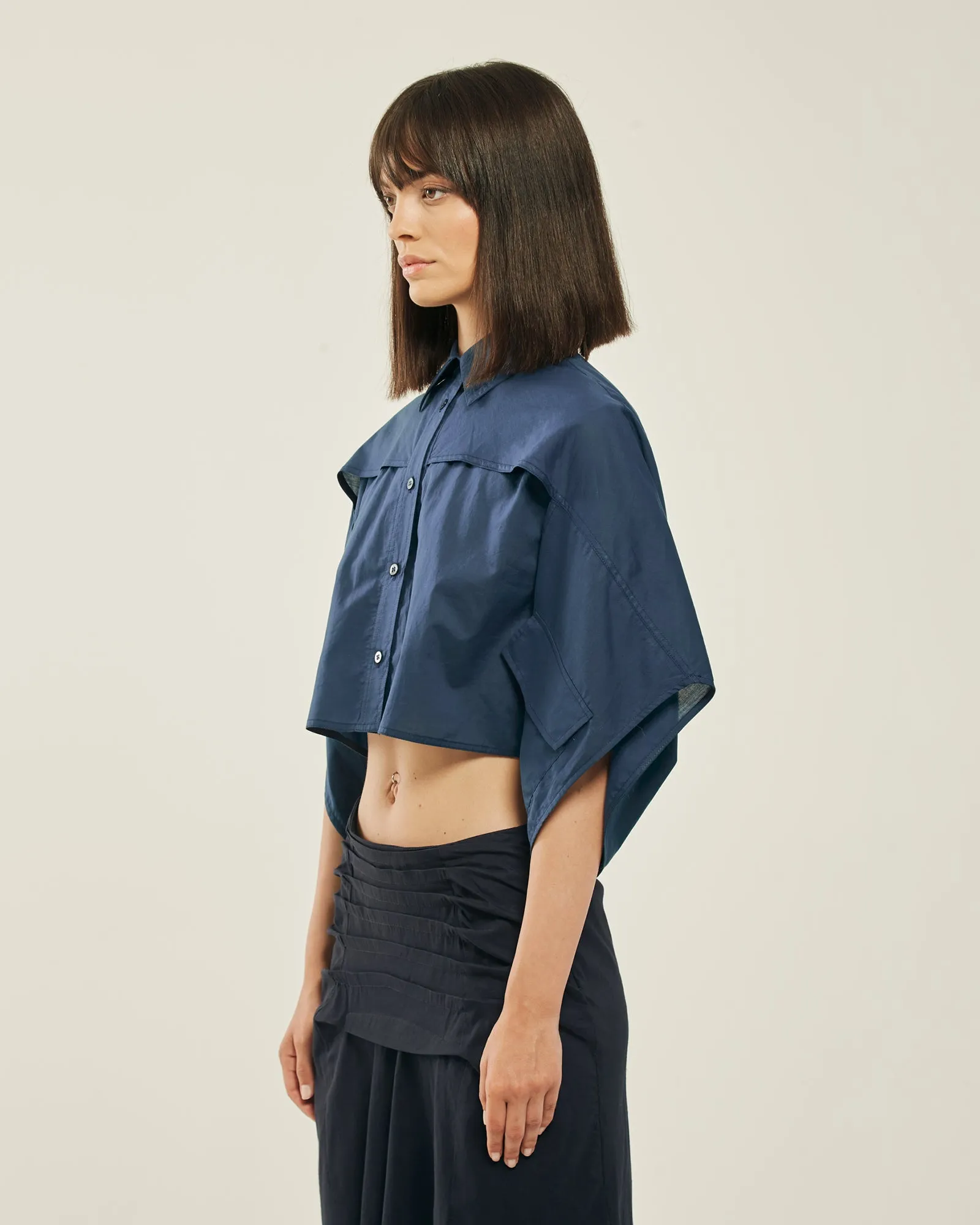 Crop top kimono-style shirt.