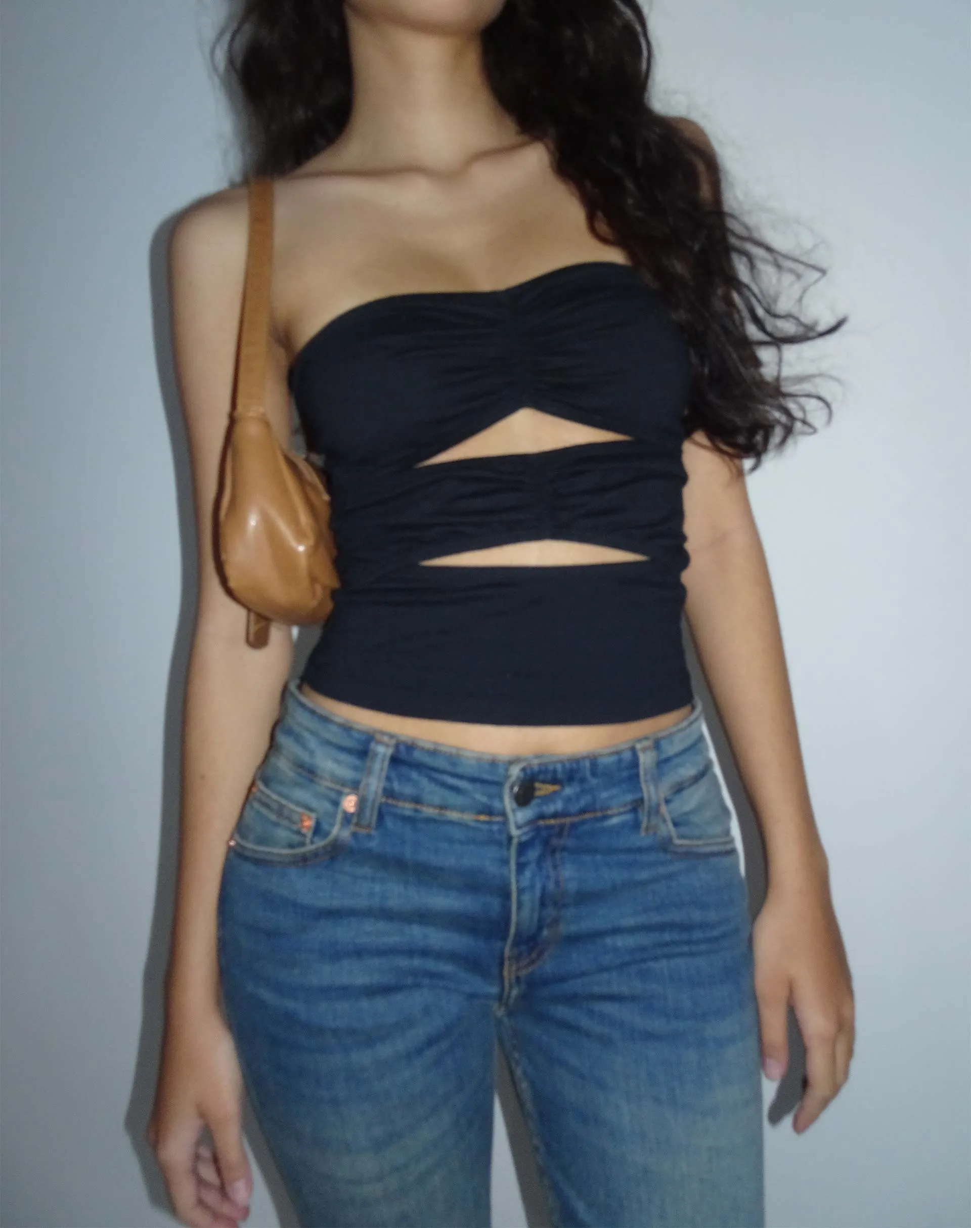 Dayu white bandeau crop top.