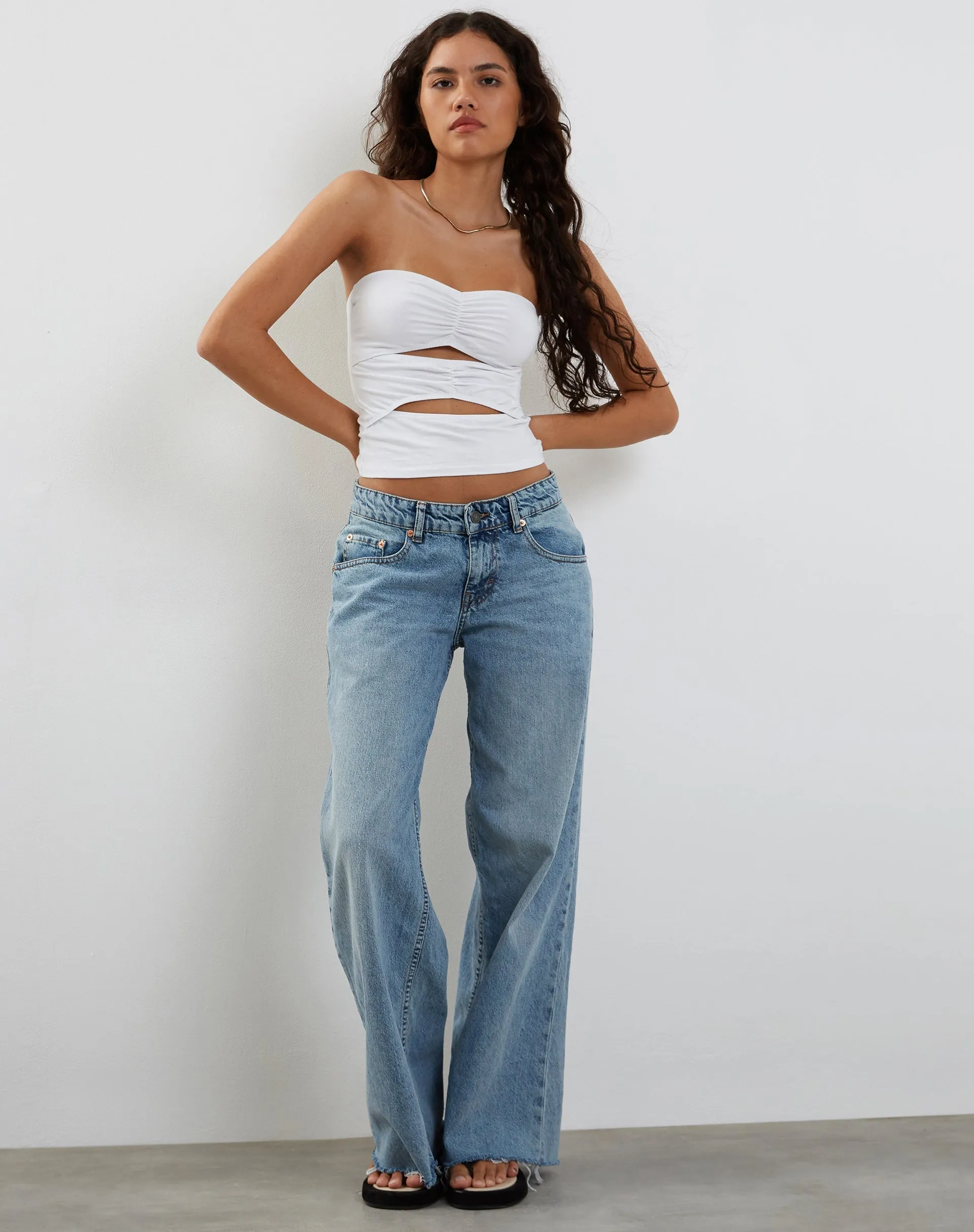 Dayu white bandeau crop top.