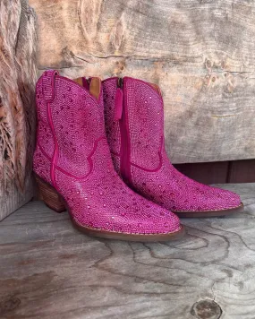 Dingo Fuchsia Rhinestone Cowgirl Ankle Boots - Women's DI577-PNK