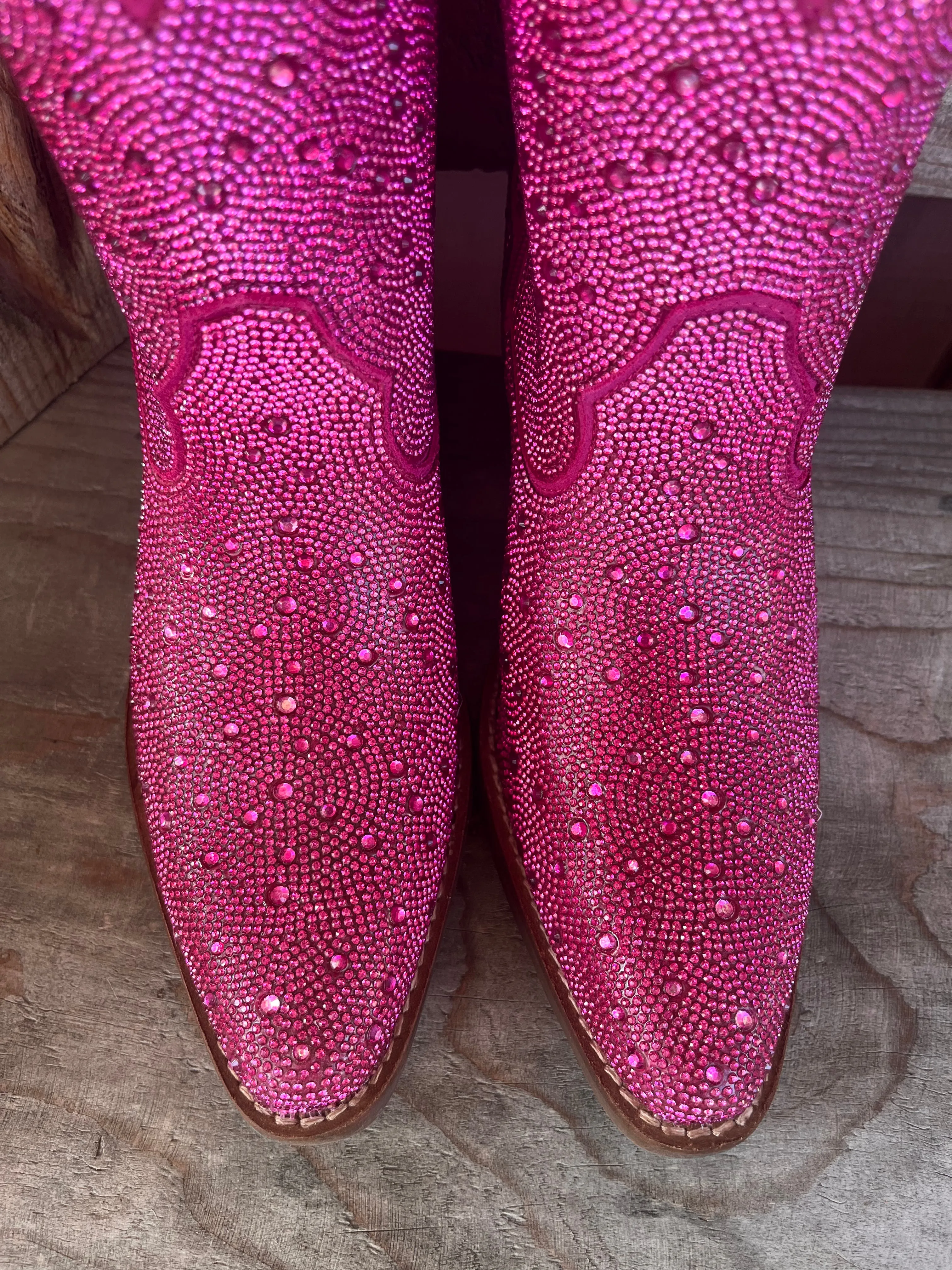 Dingo Fuchsia Rhinestone Cowgirl Ankle Boots - Women's DI577-PNK