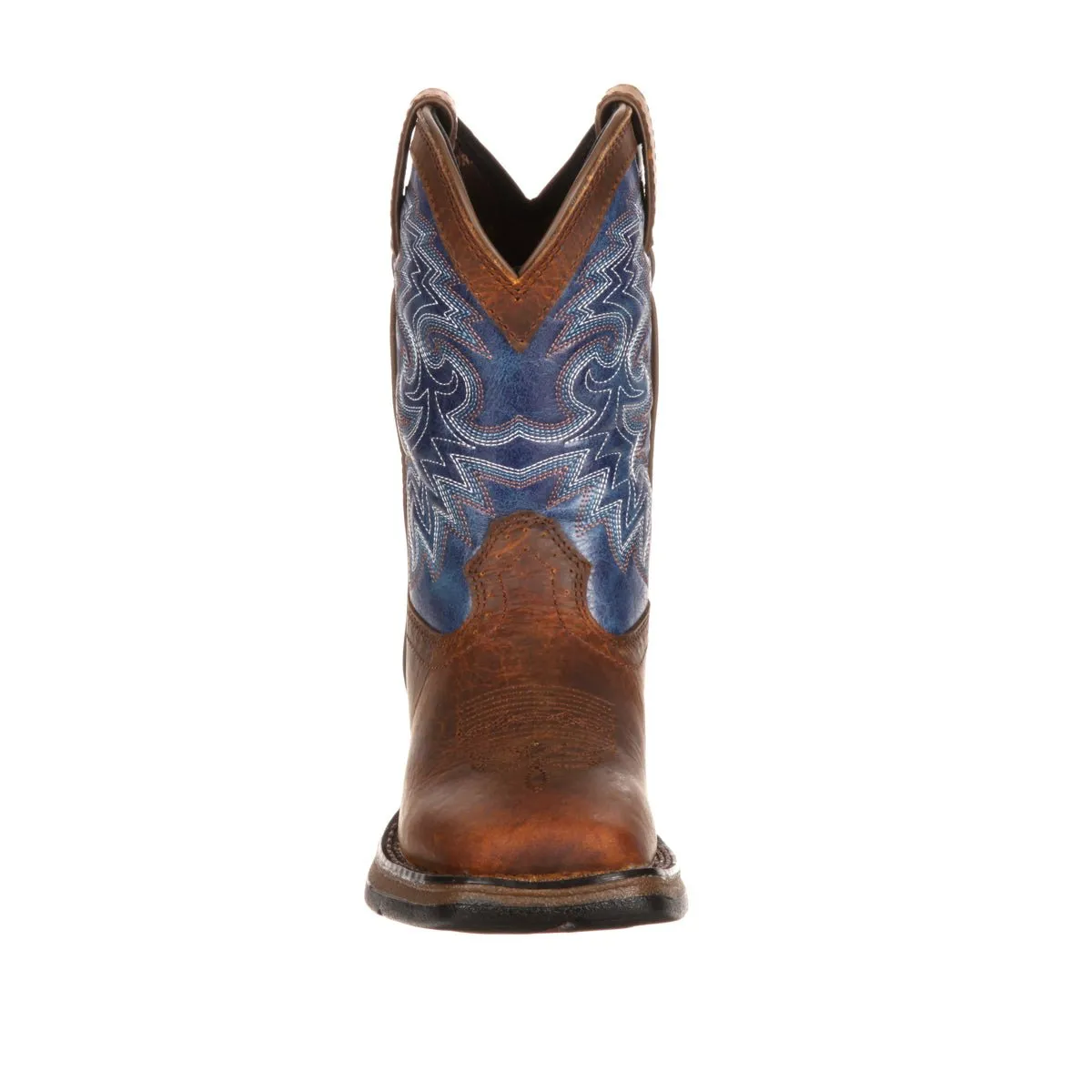 Durango Boys Blue Leather Cowboy Boots - Western Stitch