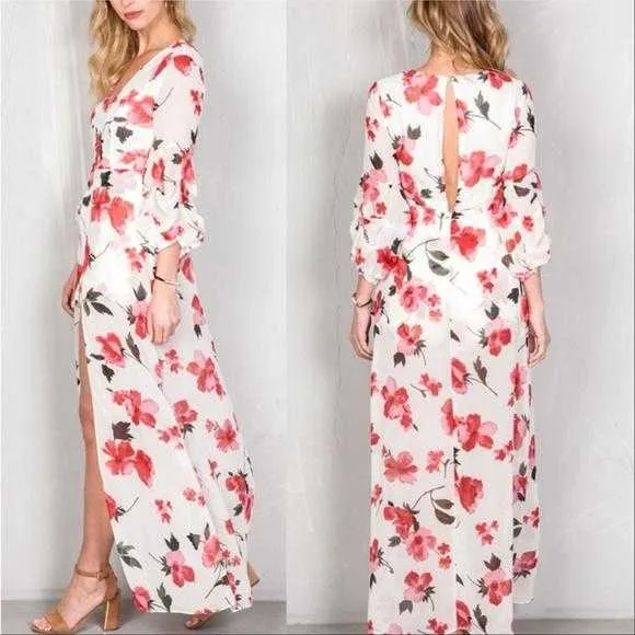 Floral White Maxi Romper