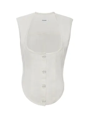 Frame - Seamed Scoop Bustier Top - Ecru