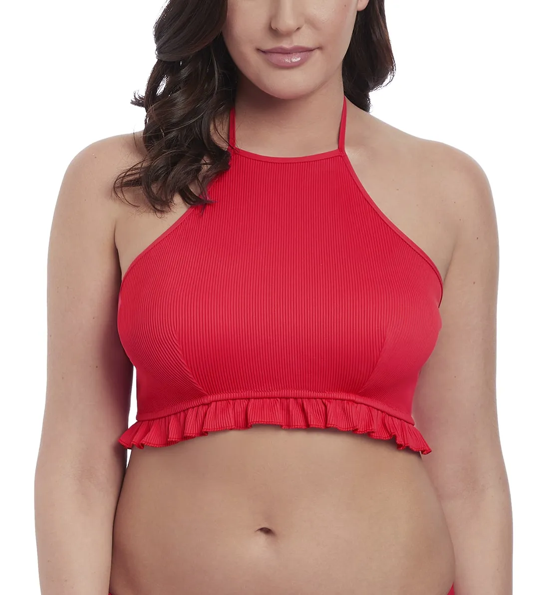 Freya Nouveau Red Padded Hi-Neck Crop Top Underwire Bikini - 6702