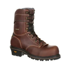 Georgia Men's Brown Leather Logger Boots Waterproof and Electrical Hazard Protection