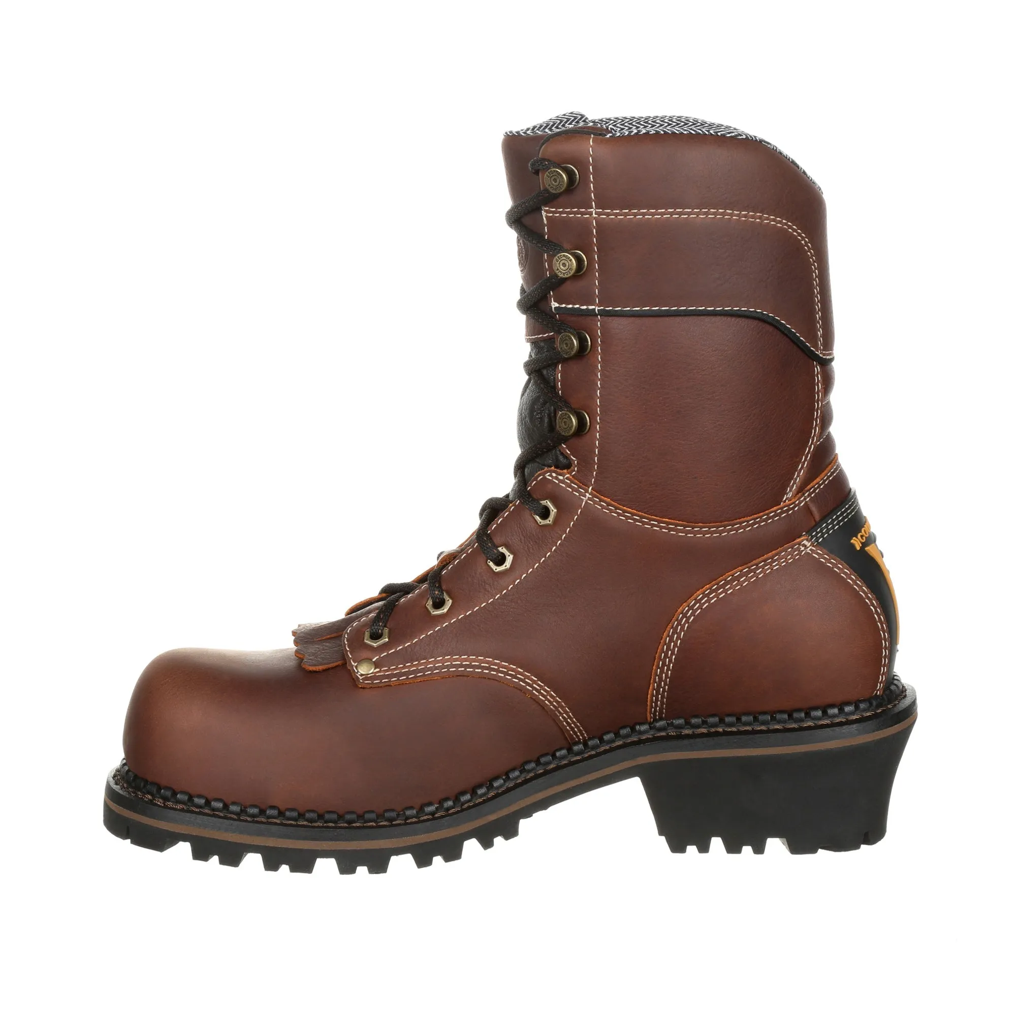 Georgia Men's Brown Leather Logger Boots Waterproof and Electrical Hazard Protection