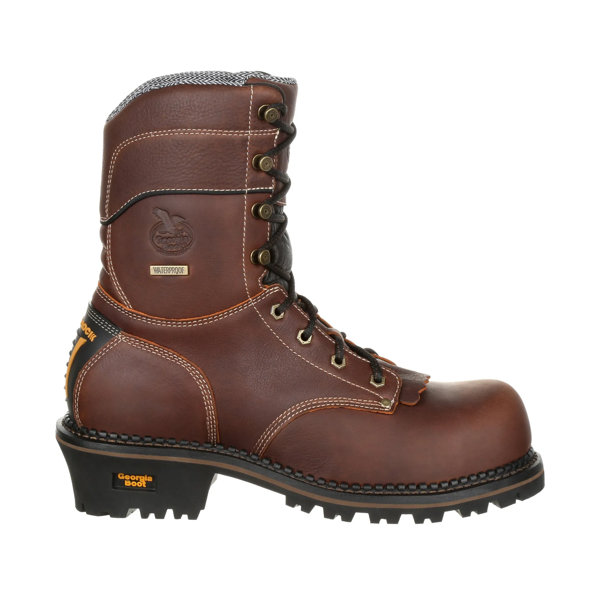 Georgia Men's Brown Leather Logger Boots Waterproof and Electrical Hazard Protection