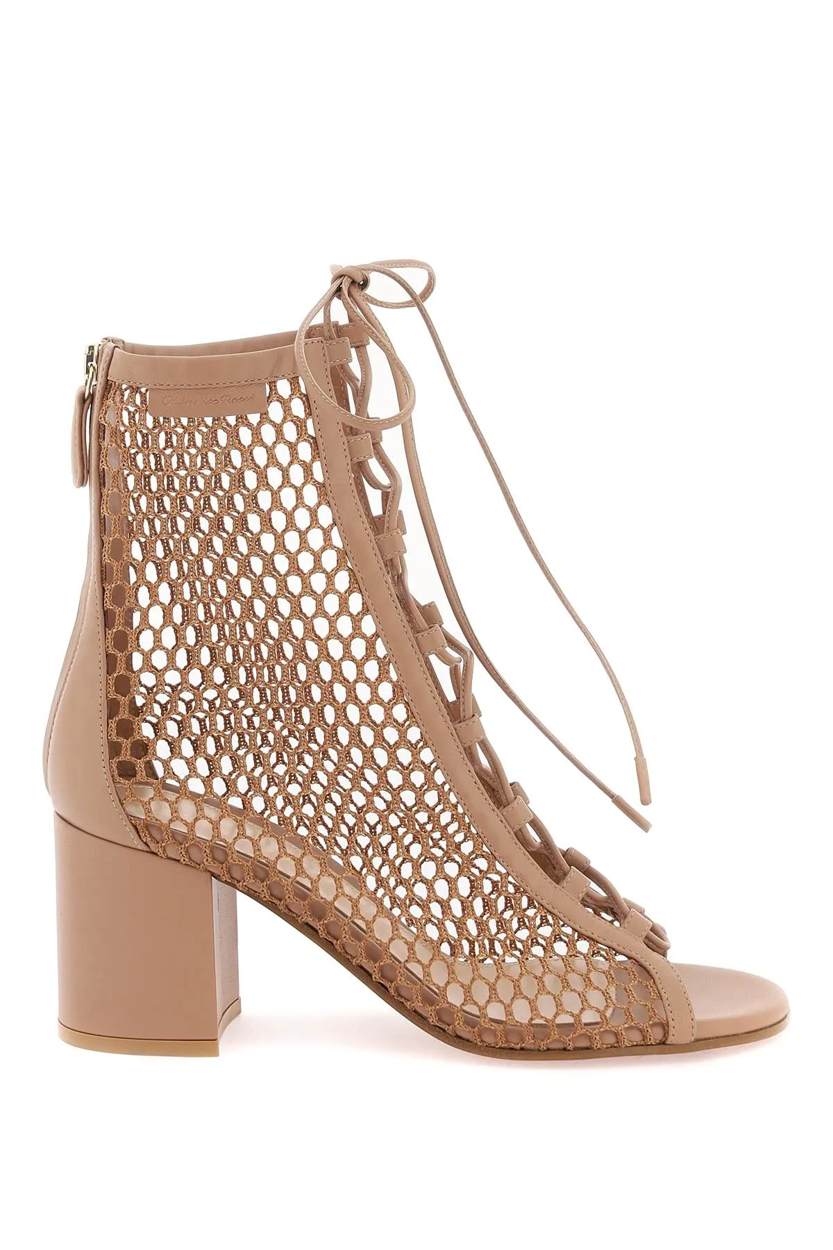 Gianvito Rossi mesh ankle boots G50638 70RIC NGI in Praline color.