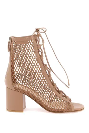 Gianvito Rossi mesh ankle boots G50638 70RIC NGI in Praline color.