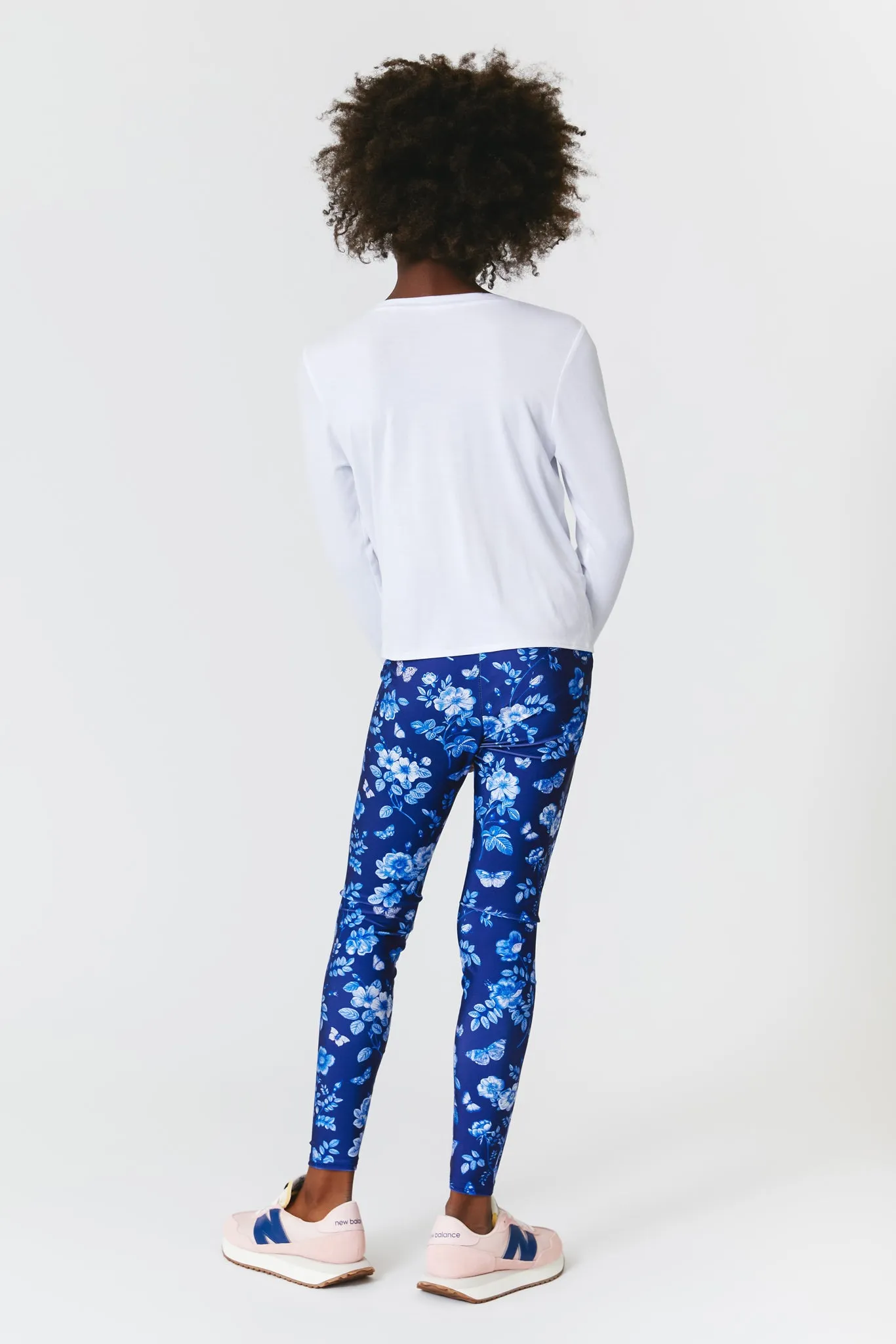 Girls Navy Fine China Leggings