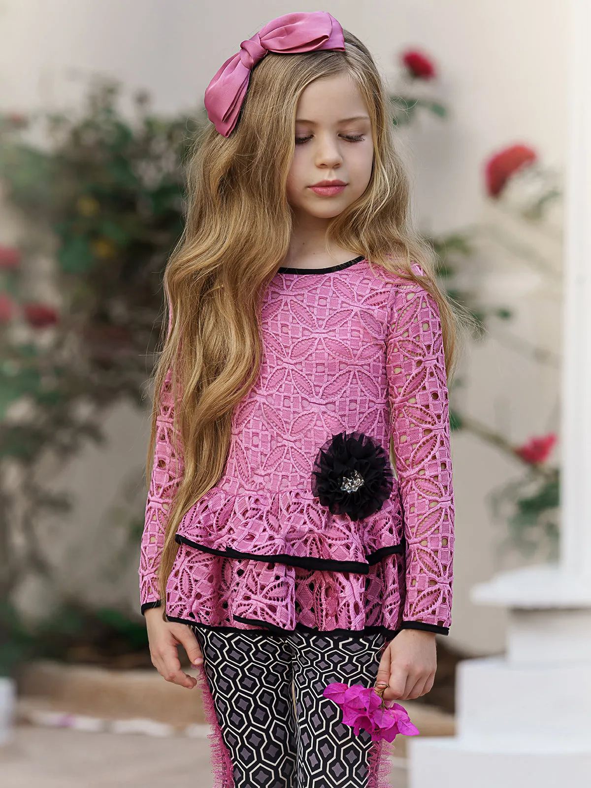 Girls' Peplum Long Sleeve Tunic and Legging Set