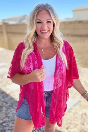 Good Days Ahead Fuchsia Lace Kimono