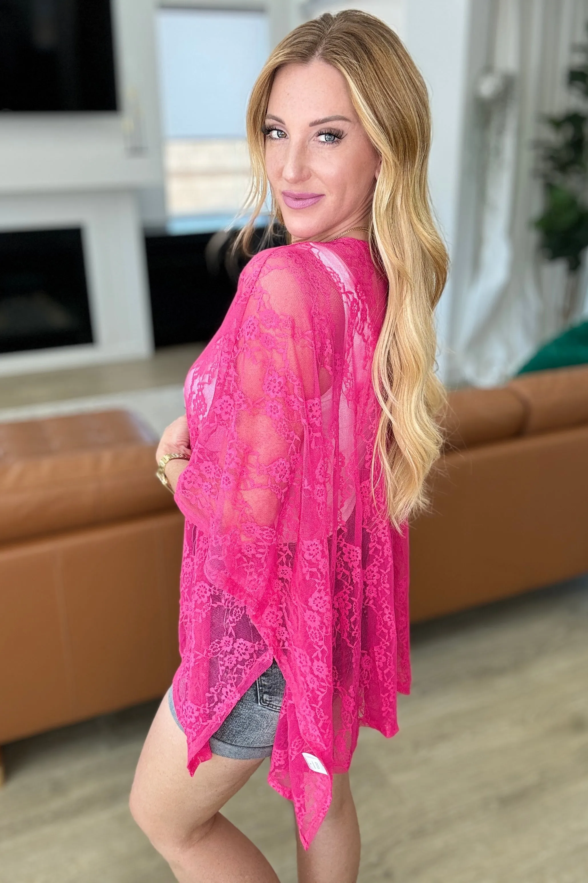 Good Days Ahead Fuchsia Lace Kimono