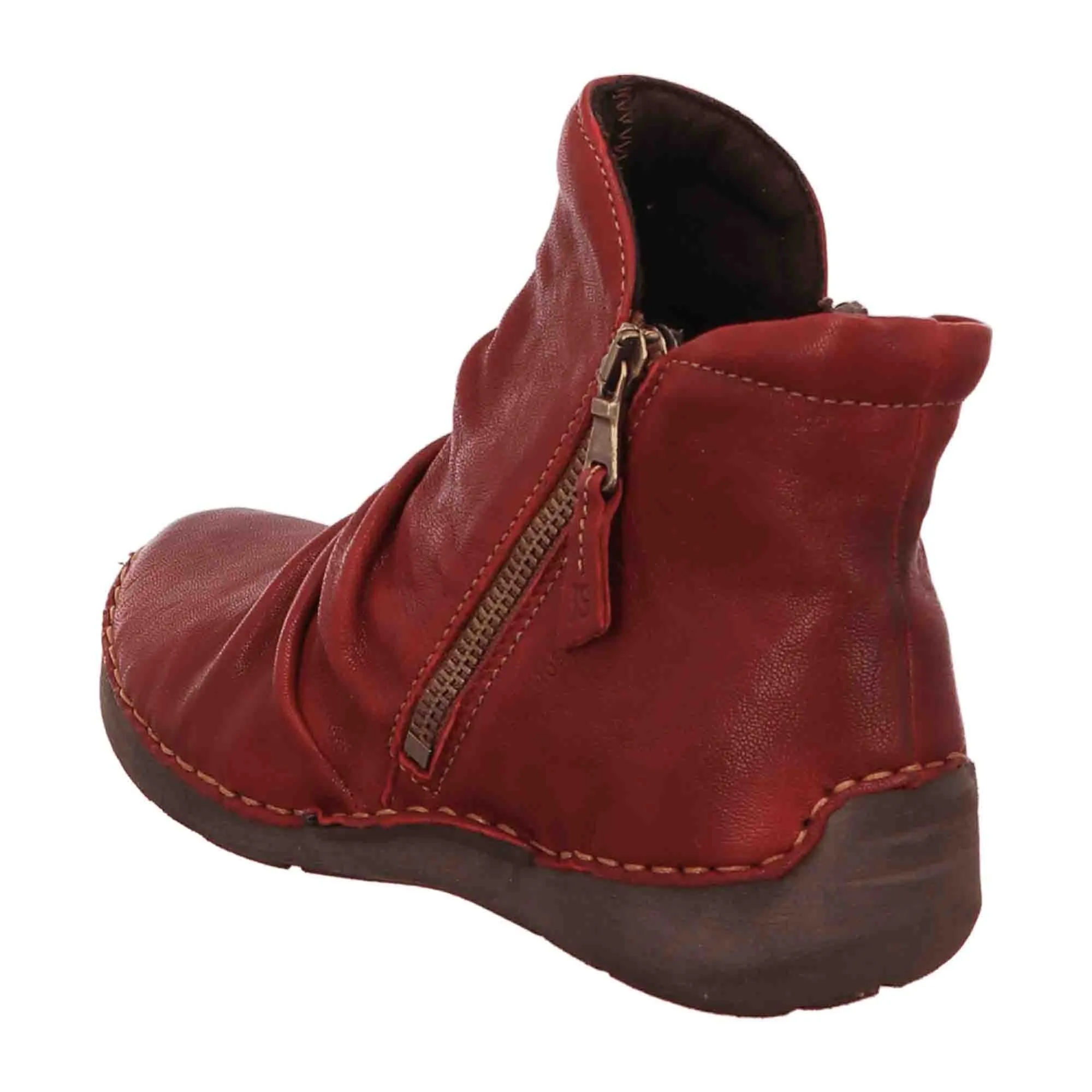 Josef Seibel Fergey 24 Women's Red Slip-On/Zip-Up Ankle Boot with Cold Lining