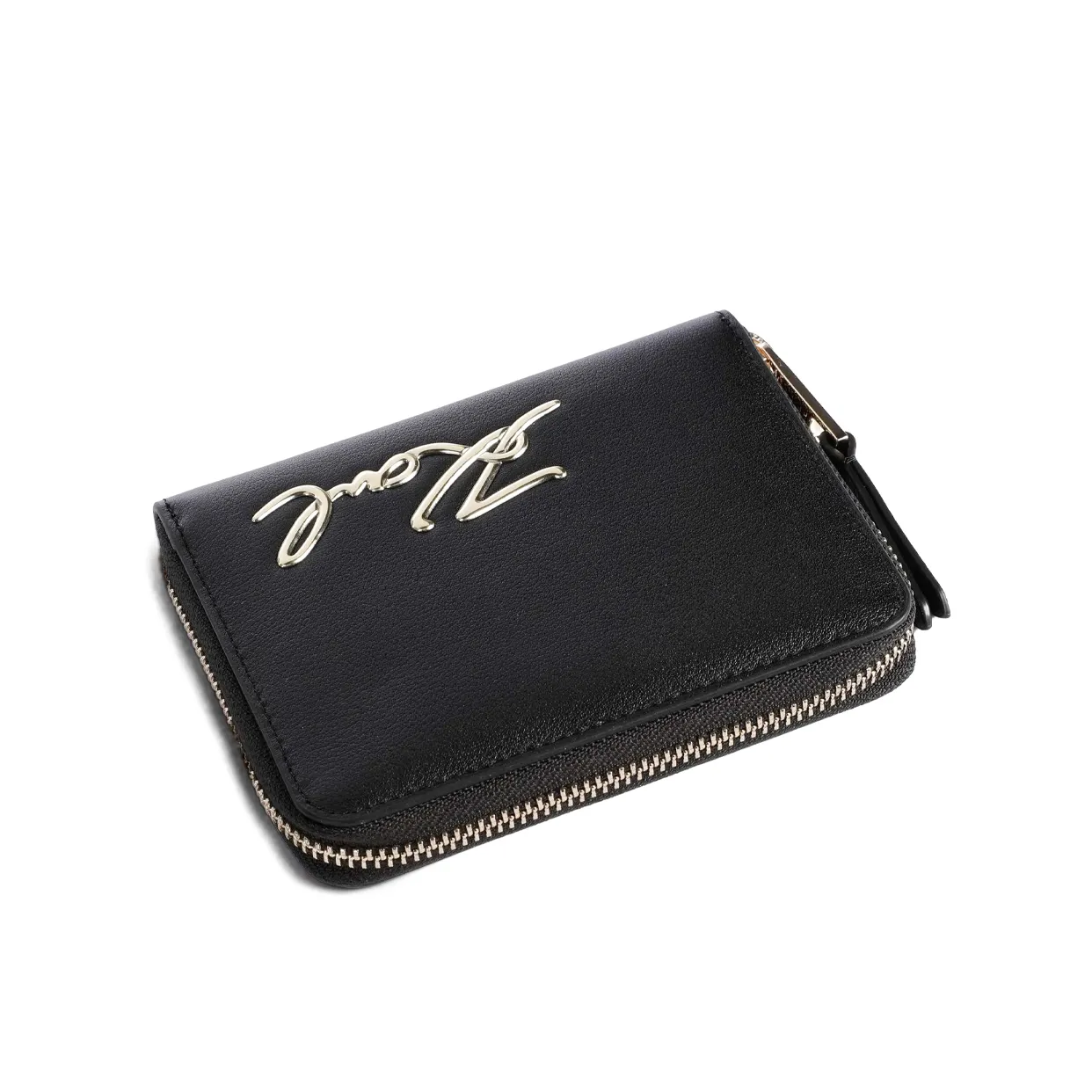 K Signature Medium Zip Wallet - Black Gold