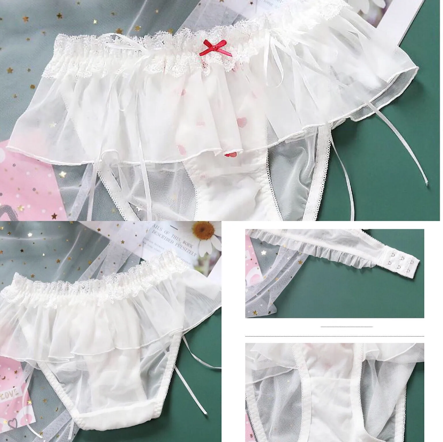 Kawaii Princess Lolita Nymphet Lingerie Set with Heart Ruffles