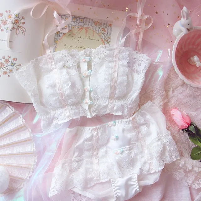 Kawaii Princess Lolita Nymphet Lingerie Set with Roses and Lace