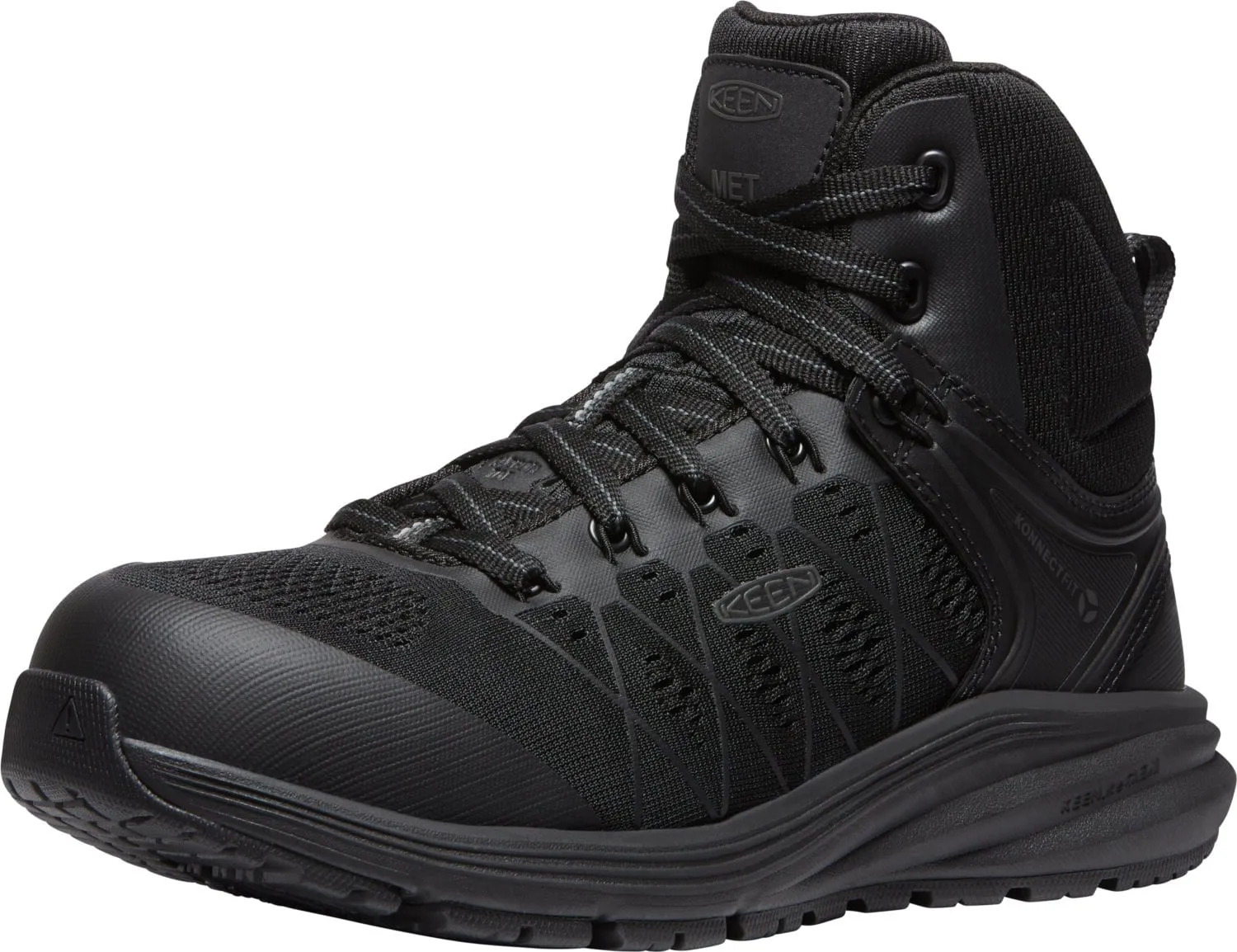 Keen Womens Black/Raven Leather Work Boots