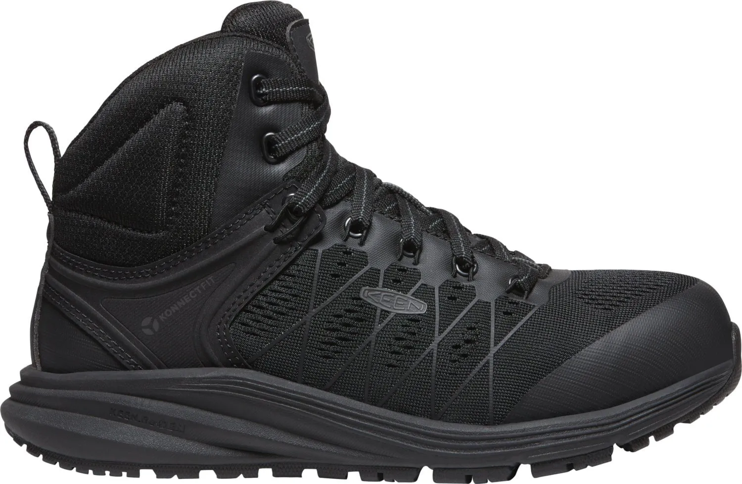 Keen Womens Black/Raven Leather Work Boots