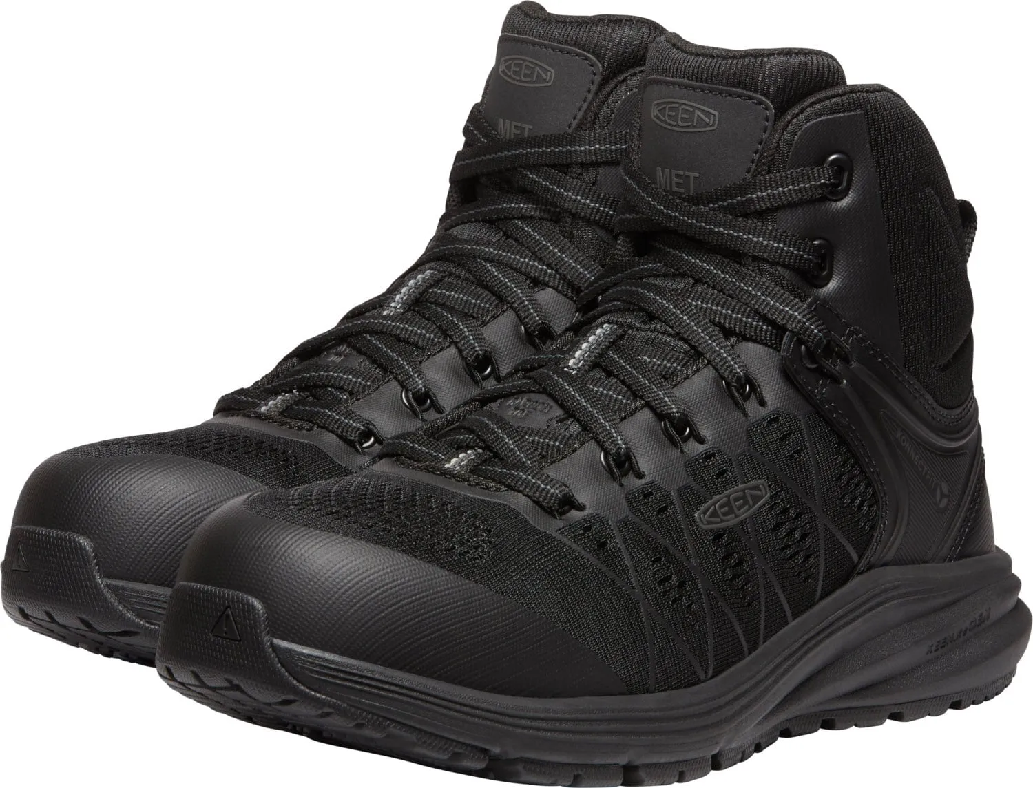 Keen Womens Black/Raven Leather Work Boots