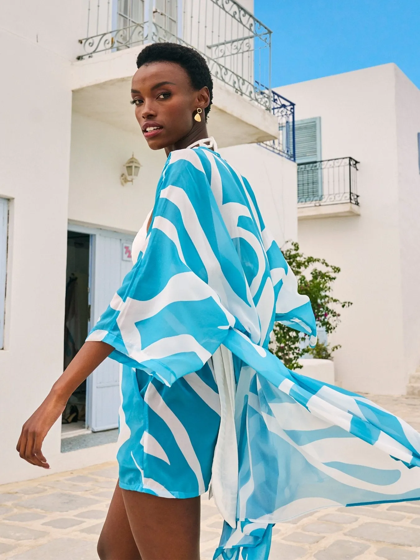 Kimono cabana - blue swirl