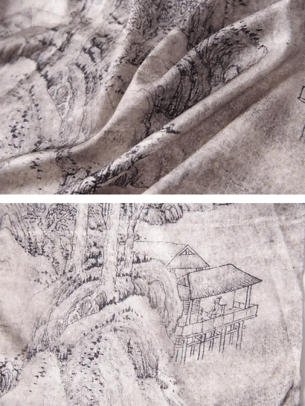 Kimono Robe with Ink Painting - Short Length