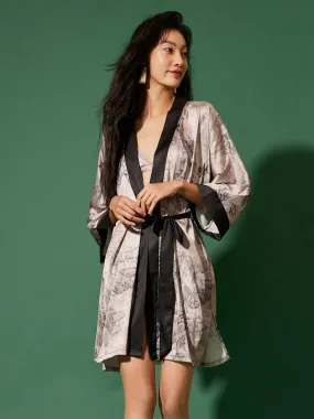 Kimono Robe with Ink Painting - Short Length