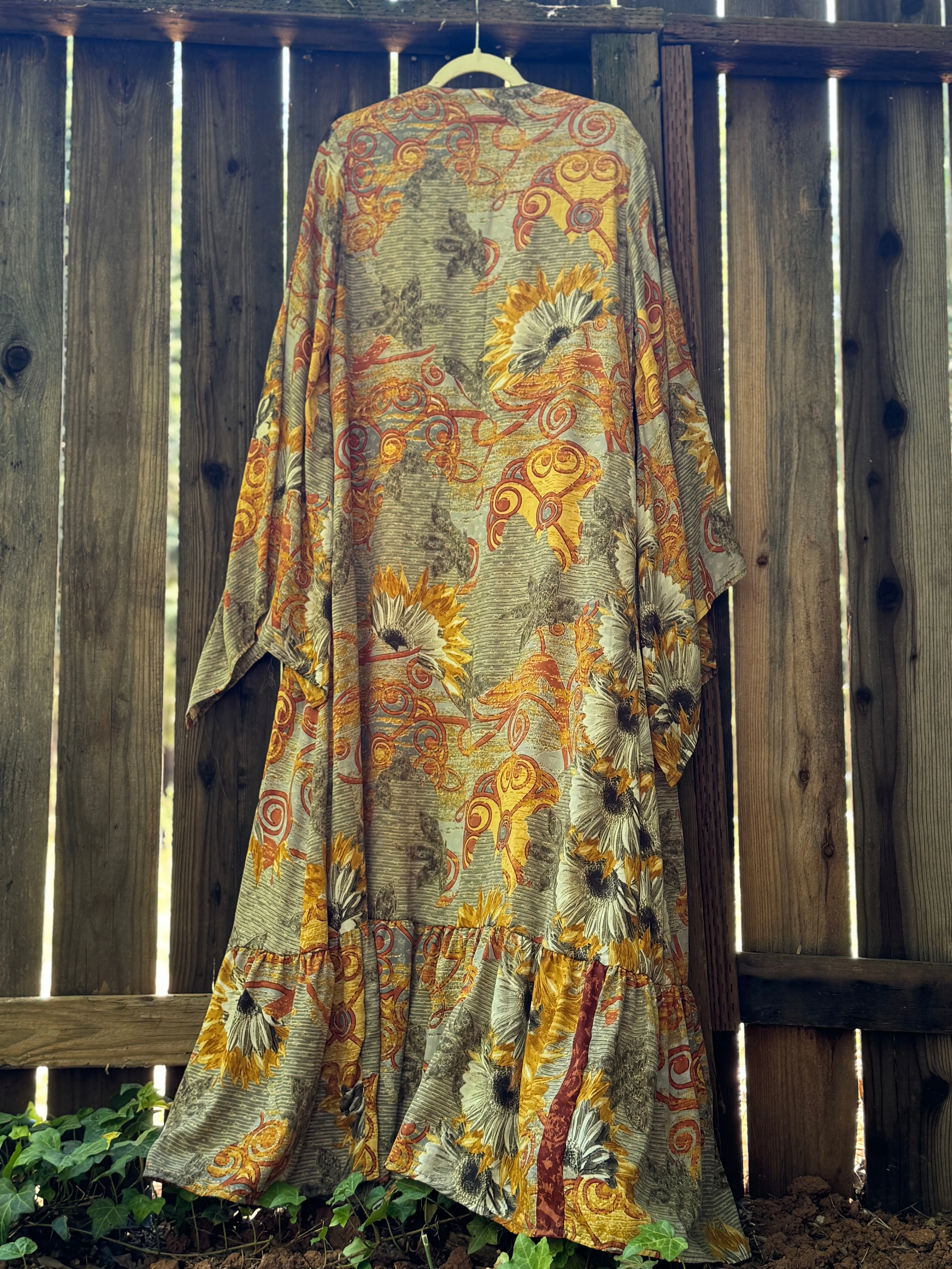 Kimono Wrap Dress Sunflower Collage XL