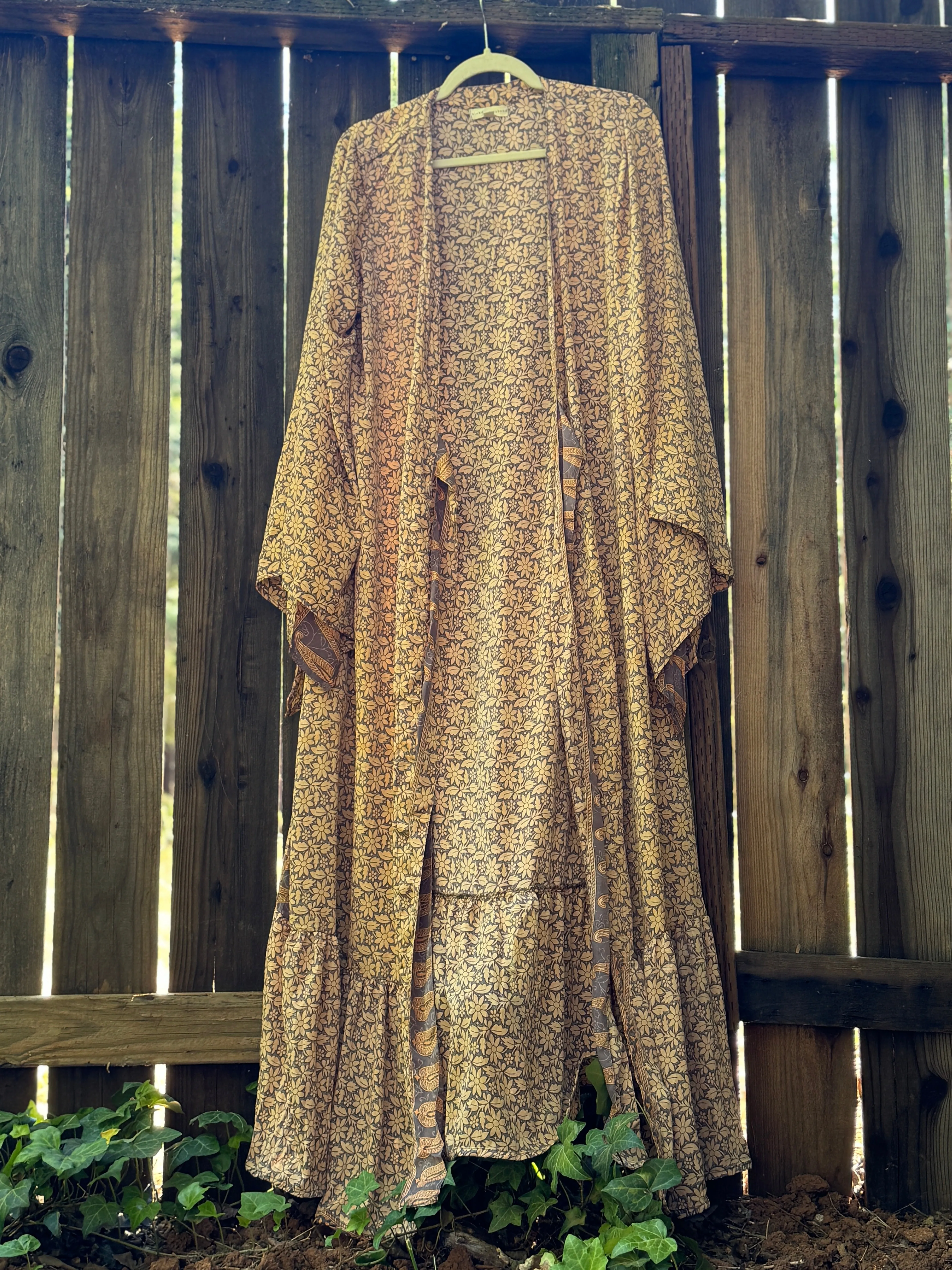 Kimono Wrap Dress Yellow L