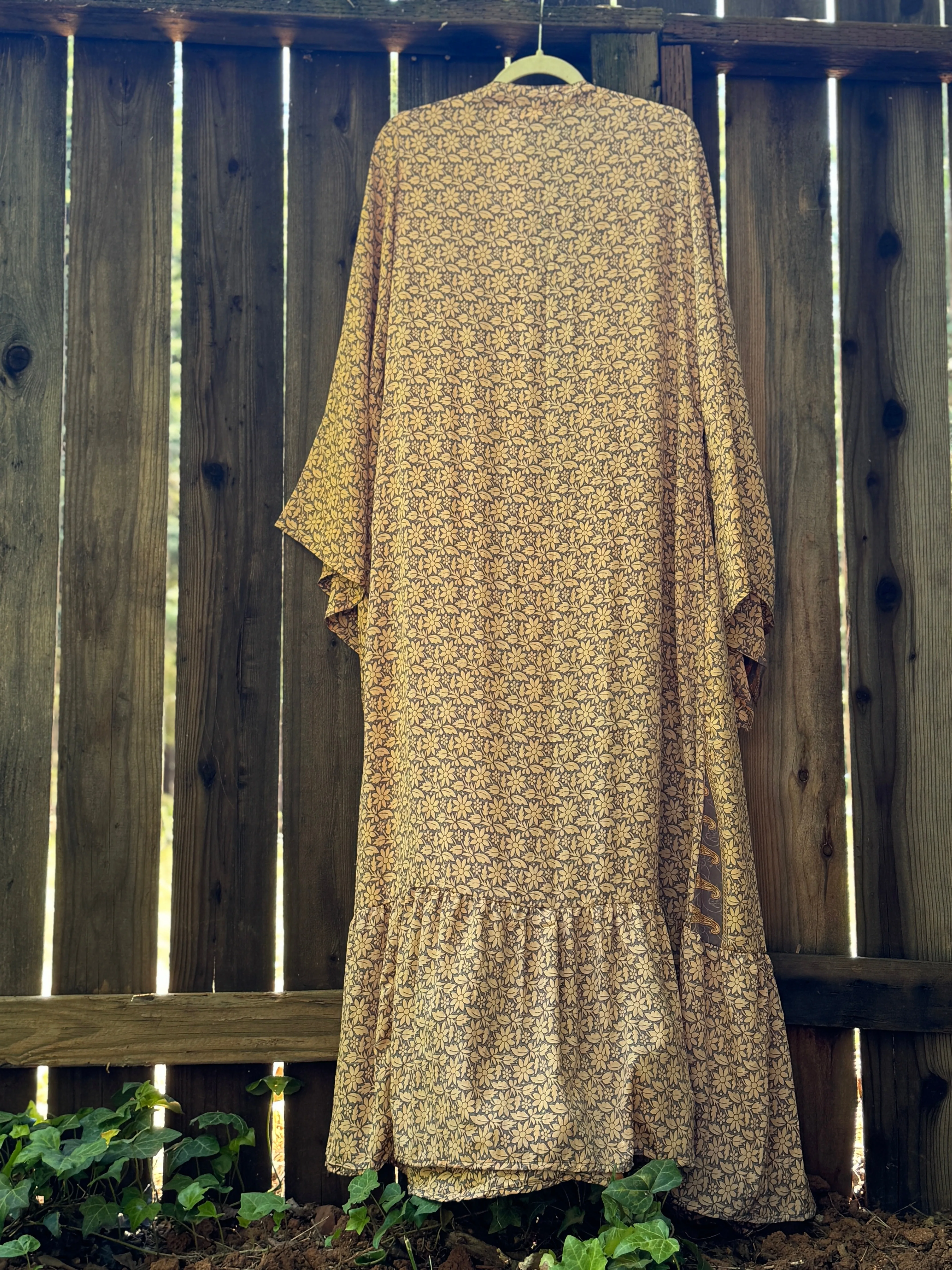 Kimono Wrap Dress Yellow L