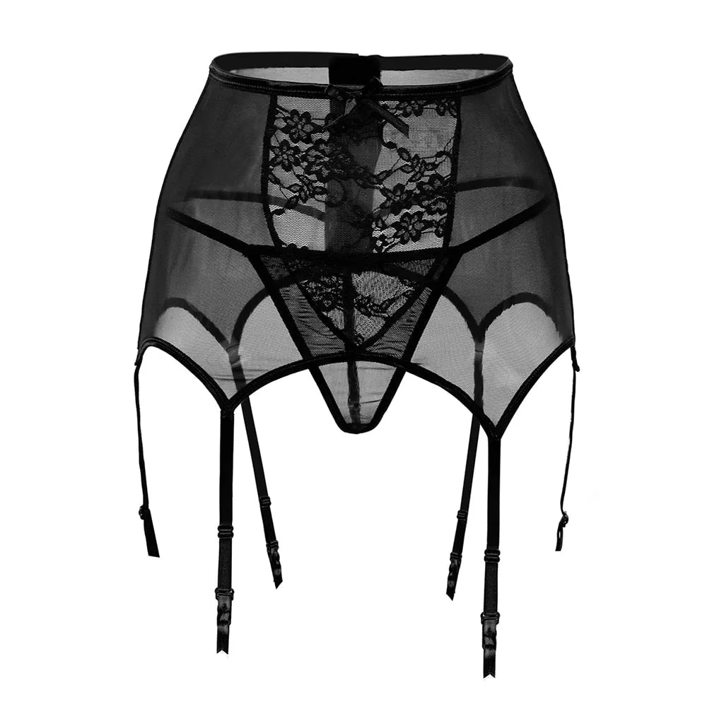 Lace High Waist Lingerie with Suspender Garter Belt for Women