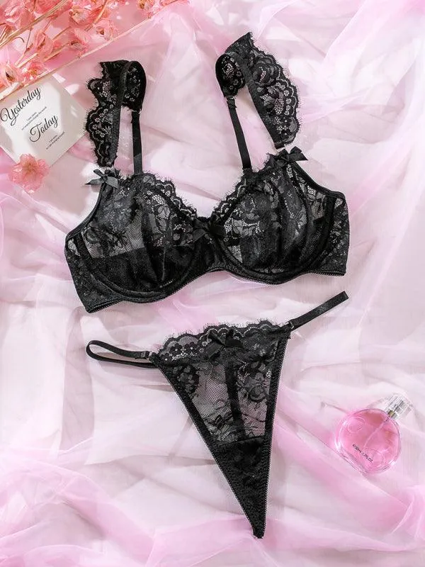 Lace Ruffle Lingerie Set - Search Result: Elegant Lace Ruffle Lingerie Set