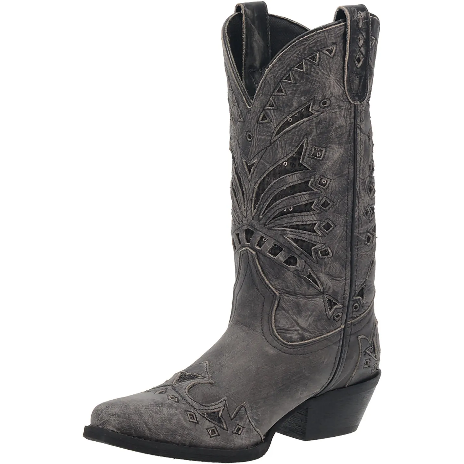 Laredo Stevie Women's Black Leather Cowboy Boots