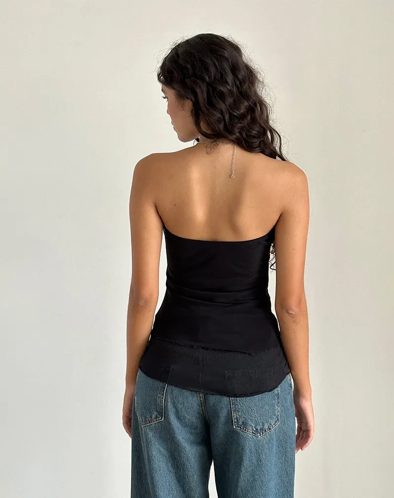 Marissa Black Longline Asymmetrical Tube Top.