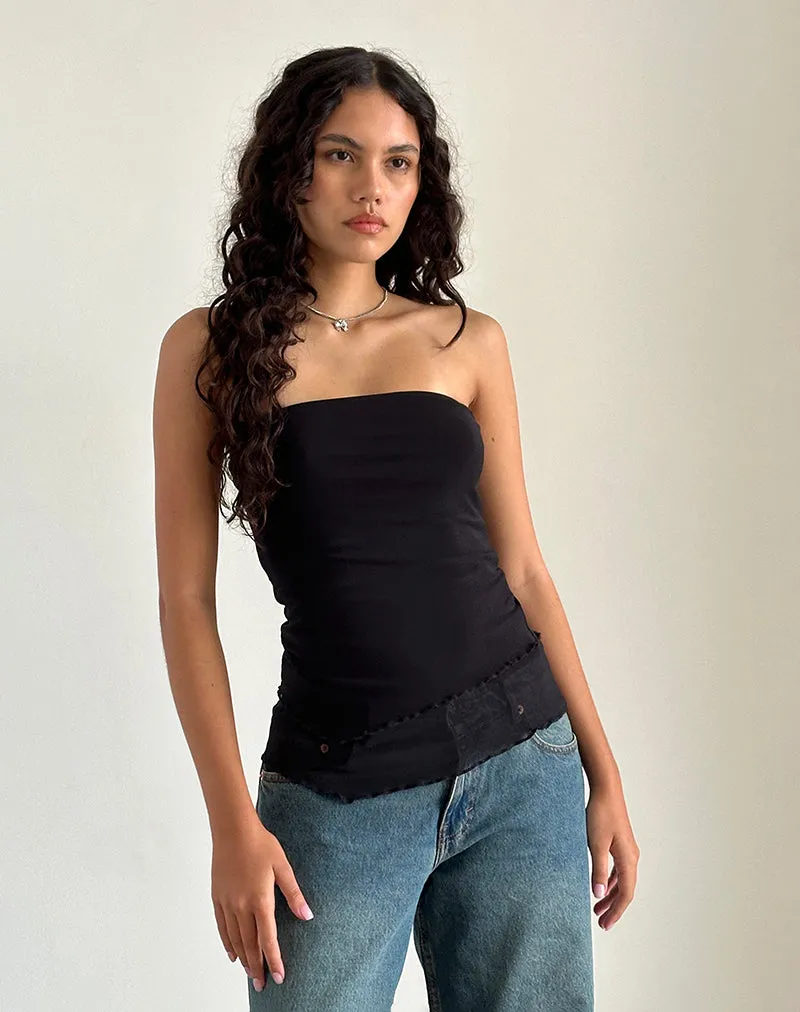 Marissa Black Longline Asymmetrical Tube Top.