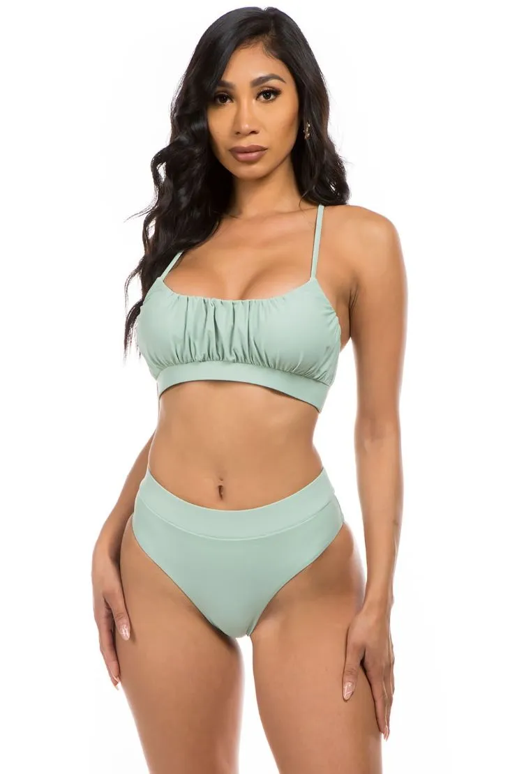 Mirah Mint Green Ruched Bikini - Buy Now