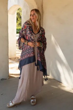 Moroccan Blue Tassel Kimono