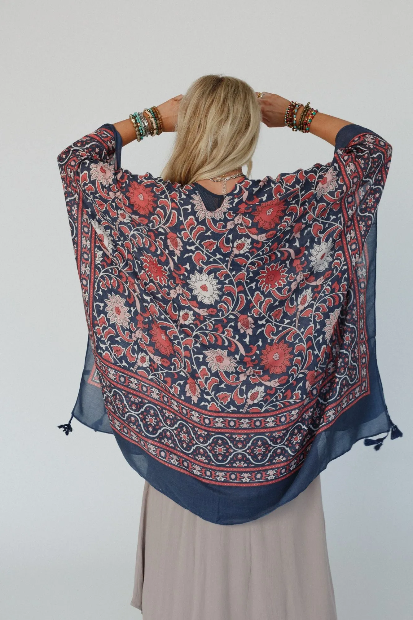 Moroccan Blue Tassel Kimono