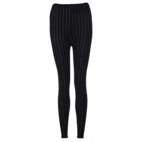 New Women's Elastic Striped Leggings - Black Blue #53 SM6