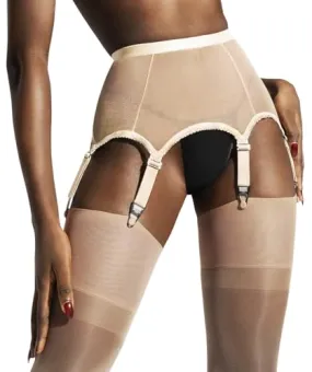 Nude Garter Belt for Thigh Highs | Mesh Tan High Waist Garter Lingerie for Women Gothic Outfit | 1x Nude Garter Belt - L