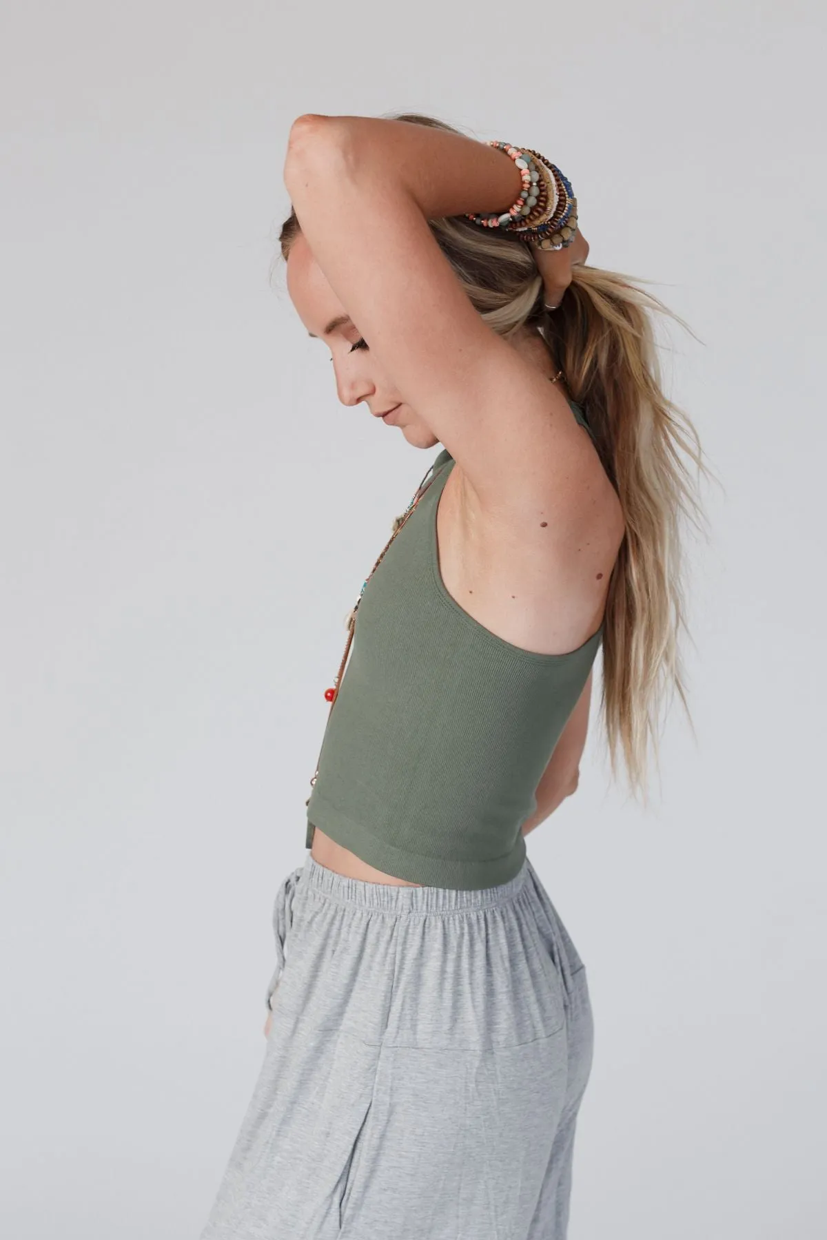 Olive High Neck Racerback Brami