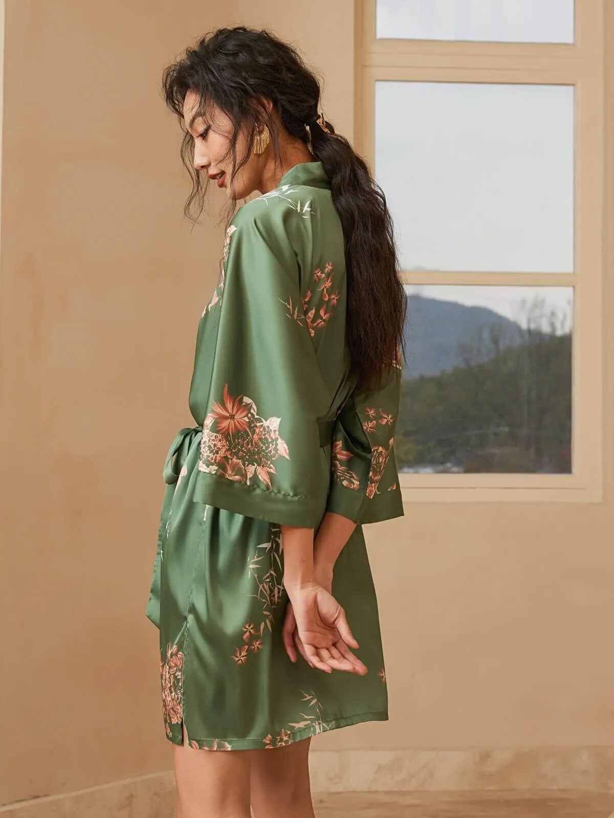 Olive Short Kimono Robe - Search Result: Shop Now!